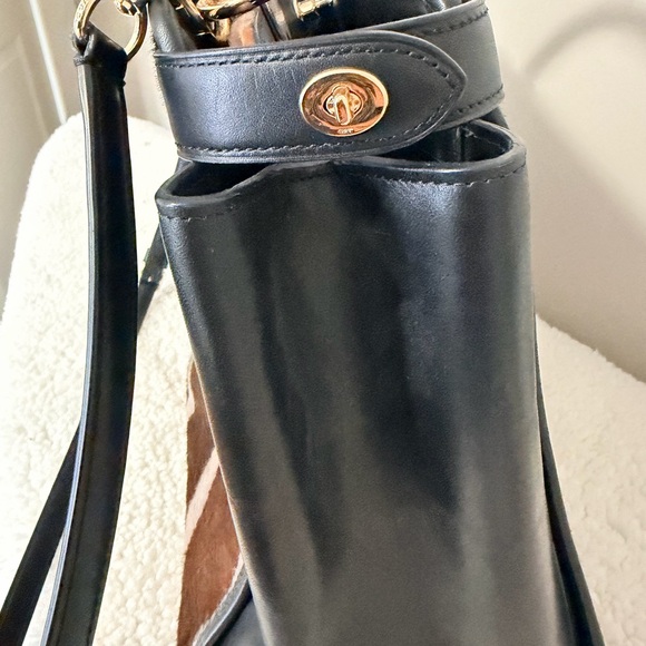 Coach Zebra Print Satchel in Brown and Black - Picture 7 of 14